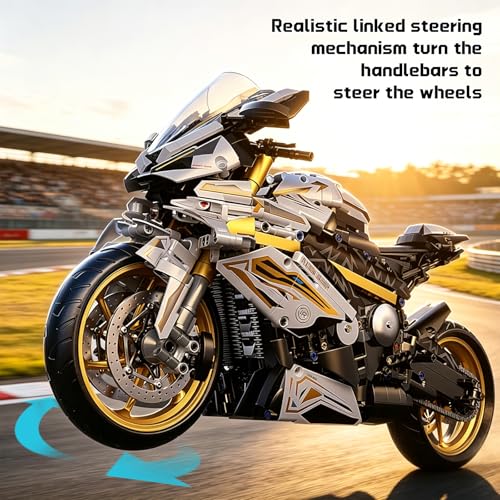 OOIEWPQ 2078 Piece 1:5 Motorcycle 1000 RR Large-Scale Building Blocks Set
