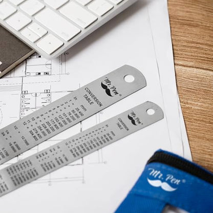 Mr. Pen- Metal Straight Edge Ruler, 2 Pack, 6" and 12", Silver - color: Silver, size: 6, 12 inch