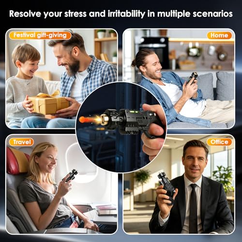 Metal EDC Gun Fidget Toy for Adults, 6 Shells, 20 Soft Dart Heads,Black - color: Black-01