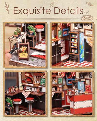 Cutefun Book Nook Kits for Adults - DIY Miniature Pizza Shop House Kit - color: Uncle Joe's Pizzeria