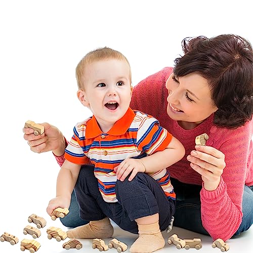 24 Pack DIY Wooden Car Toys Unfinished Wood Car to Paint Wooden Craft Vehicles for Students Home DIY Crafts Activities, 12 Styles