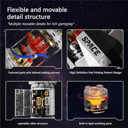 Sosuy Space-Rocket Building Blocks Sets,STEM 1201PCS 6+ Stage Separated Arrow Model Rockets Kit,Light Strip NASA Toys for Boys Adult Teen,Saturn V Models Birthday Gifts for Kids Age 8-12 - style: Space Rocket