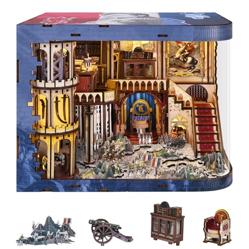 MiniCity Napoleon DIY Book Nook Kit, Wooden 3D Bookshelf Insert with LED - color: Napoléon