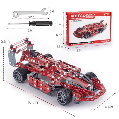 Building Kit Red Model Car Set - 287 PCS STEM Project Building Toys for Kids Ages 8-12, Assembly Building Vehicle for Boys 8 9 10 11 12-16 Years Old and Up Boys Girls Adults - style: Model Red Car