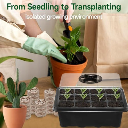 Seed Starter Tray with Peat Pellets, Black Seeding Starter Trays for Plant - size: 4 Set-black