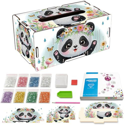 LSQFS DIY Diamond Art Tissue Box Kit,Home Office Decor, Ideal Handmade Gift - color: Panda 1