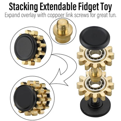FREELOVE Gear Metal Fidget Spinner Toys for Adults, Small Mini Tiny Pockget Figette, Bike Chain, Copper Brass Hands Gyro, Quiet Silent Cool Cube for Anxiety Men (1 Gear, Black-Brass) - color: 1 Gear Black, style: 1 Gear