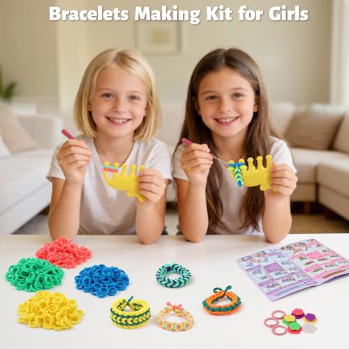 IQKidz Arts and Crafts for Kids Ages 6-8 8-12, Bracelets Making Loom Kit with 1000+ Loop Bands, DIY Hair Tie Bracelet Make Toy Set, Great Birthday Present for Girls 7 9 10 11 13 Year Old - color: Yellow