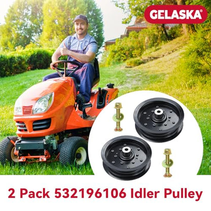 GELASKA 2Pack 532197379 532196106 Idler Pulley for Husqvarna 48" 54" Z254 - color: A2 2x196106