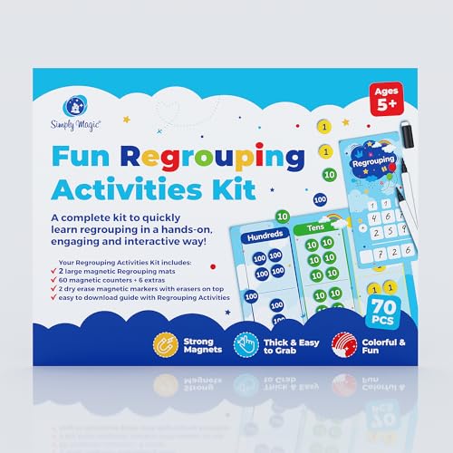 Simply Magic 70 PCS Magnetic Regrouping Activities Kit - Place Value Chart