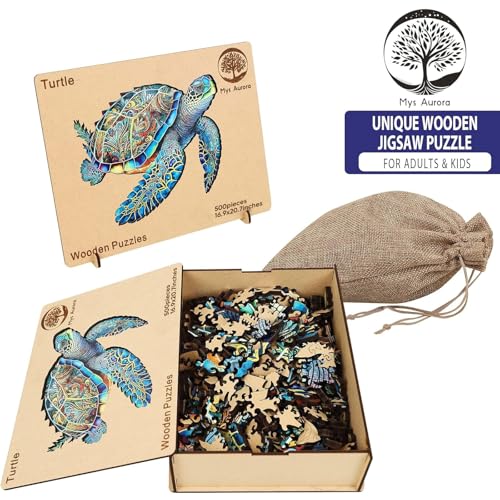 Mys Aurora FSC Certified Sea Turtle Wooden Puzzles 500 Pieces - color: Ocean Turtle, size: 500 Pieces