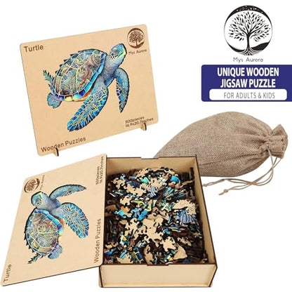 Mys Aurora FSC Certified Sea Turtle Wooden Puzzles 500 Pieces - color: Ocean Turtle, size: 500 Pieces