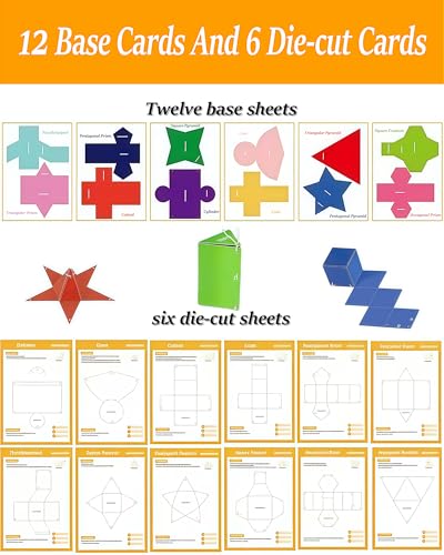 Pull String 3D Geometry Learning Book - Fun Volume & Surface Area Formula Teaching Tool with Braided Rope Design (12-Model Version) - style: English Version)