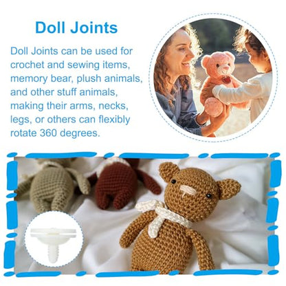 PATIKIL 45mm Doll Joints, 10 Set Plastic Removable Animal Joints Connector Engage Bolt for Bear Soft Limbs Making Head Joints DIY Crafts Accessories, White - size: 45mm
