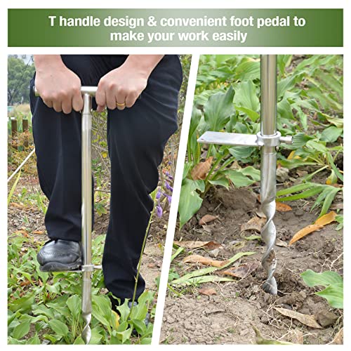 Soil Probe 36 Inch with 2 Bags, Twist Soil Sample Probe for Lawn House Plants, T-Handle Soil Sampler Probe Rod, Stainless Steel Soil Test Kits Tool for Soil Sampling - size: 36" #Twist