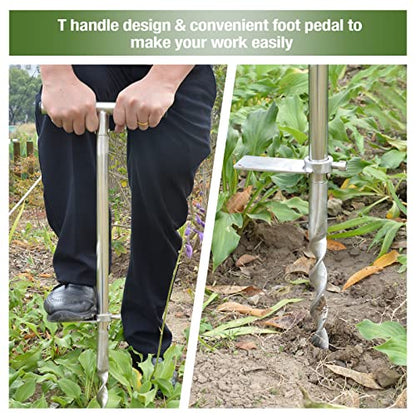 Soil Probe 36 Inch with 2 Bags, Twist Soil Sample Probe for Lawn House Plants, T-Handle Soil Sampler Probe Rod, Stainless Steel Soil Test Kits Tool for Soil Sampling - size: 36" #Twist