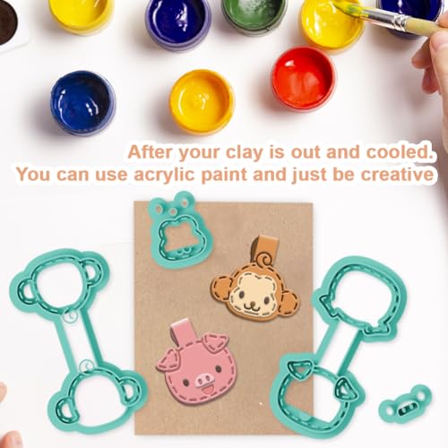 beinkmake 10Pcs Animals Keychain Polymer Clay Cutters for Adults Cute Animals Avatars Polymer Clay Keychain Cutter for Jewerly Making Birthday Party Gifts DIY Supplies - style: Little bear
