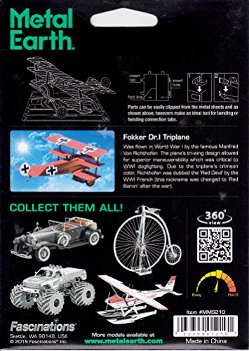 Metal Earth Fokker Dr. I Triplane 3D Metal Model Kit Fascinations - style: Retro