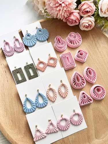 Geometric Polymer Clay Cutters, 8PCS Geometric Clay Tools for Jewelry Making, Precision Layered Earring Cutters for DIY Minimalist Earrings, Crafts, Small Business Supplies