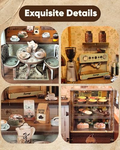 DIY Miniature House Kit Book Nook Dollhouse Kit for Adults to Build - color: Coffee Shop