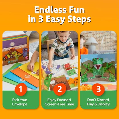 Craftikit® 20 Award-Winning Dinosaur Crafts for Kids - All-Inclusive Fun Dinosaur Crafts for Kids Ages 3-10 - Organized Toddler Craft Kit - color: Dinosaur