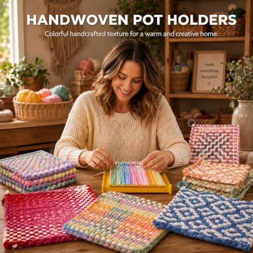 SOOHAOLISS 288PCS Cotton Loops for Potholders 7" with 12 Pastel Colors - color: 7‘’ 288pcs in 12 Pastel Colors
