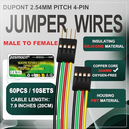10 Sets / 60 Pcs for Dupont 2.54mm 4-Pin Male-Female Connector Kit - size: 4-Pin, style: Female to Male