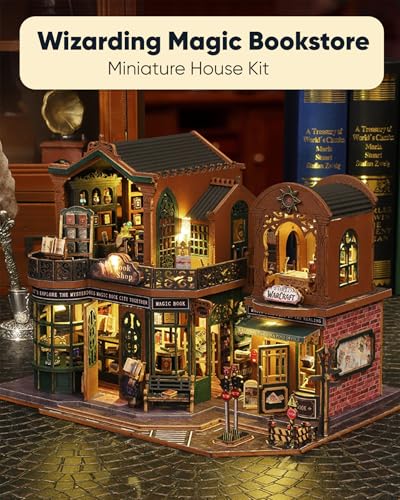 DIY Miniature House Kit Book Nook Kit for Adults to Build Mini Magic House - color: Magic Book Shop
