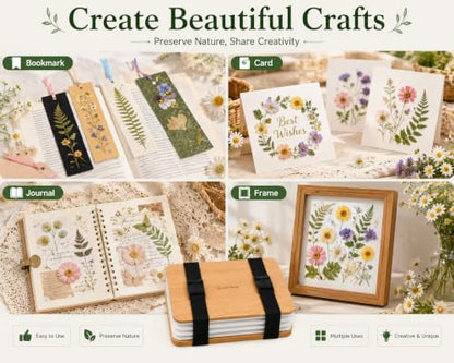 Professional Flower Press Kit 6 Layers 6.3 x 8.3 inch, Flower Pressing Kit for Adults Kids, Leaf Press,Great Gift Valentine's Day - color: wood
