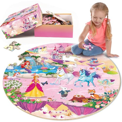 SYNARRY Unicorn Princess Mermaid Fairy Floor Puzzles for Kids Ages 3-5 - style: Unicorn Princess Mermaid Fairy