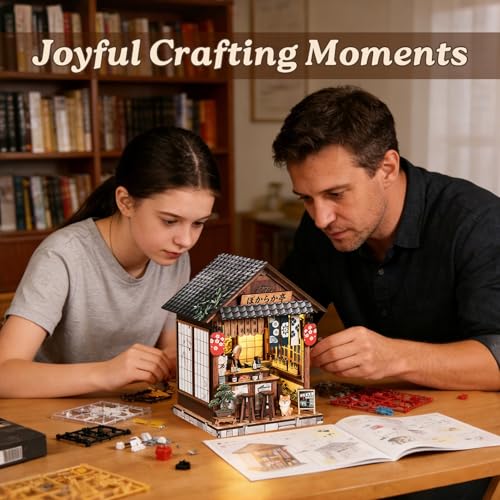 DIY Book Nook Kit with LED Light, Miniature Dollhouse, 3D Wooden Puzzle, Bookshelf Insert Decor Craft Gift (The Mellow Pub) - style: The Mellow Pub