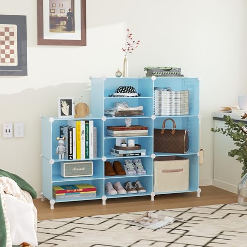 AWTATOS Closet Organizer 8 Cube Storage Shelves, Blue - color: Blue