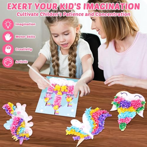 Lonfliness 8 Pcs Unicorn Poke in Craft Kits for Kids Mess Free DIY Art - style: Unicorn