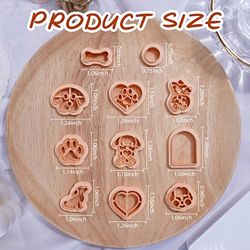 Puocaon Puppy Face Polymer Clay Cutters - 11 Shapes, Embossing Cute Dog Clay Cutters for Jewelry Making, Paw Print Clay Earring Cutters