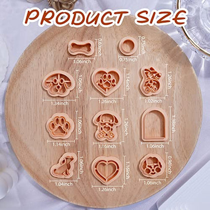 Puocaon Puppy Face Polymer Clay Cutters - 11 Shapes, Embossing Cute Dog Clay Cutters for Jewelry Making, Paw Print Clay Earring Cutters