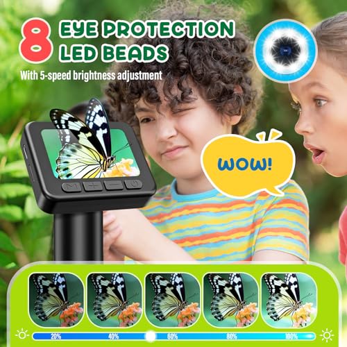 IMICHI Microscope for Kids 50X-1000X Magnification- 2 inch IPS HD Screen, 32GB storage Card, 1080P Video, 2-Hour Battery Life, Easy Carry, Slides Included - Perfect Science Kit Gift for Kids Ages 8-12 - color: Black