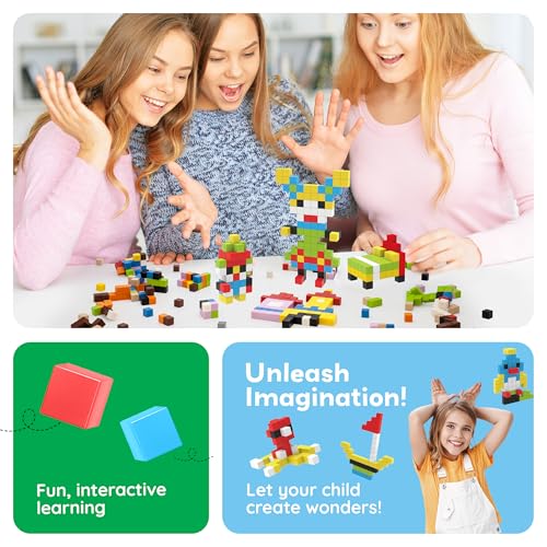 PicassoTiles 100pcs 0.5” Pixel Magnetic Puzzle Cube Mix & Match Cubes Sensory Toys STEAM Education Learning Building Block Magnets Children Construction Toy Set Stacking Magnet Creative Kit PMC100 - style: 100pcs 0.5” Pixel