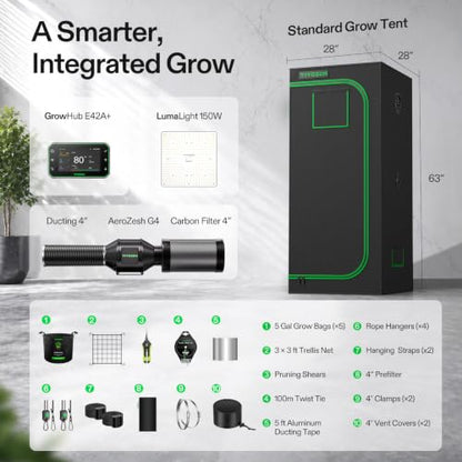 VIVOSUN 2.3x2.3ft Grow Tent Kit 150W Light Complete Smart Grow System - size: 28"x28"x63"