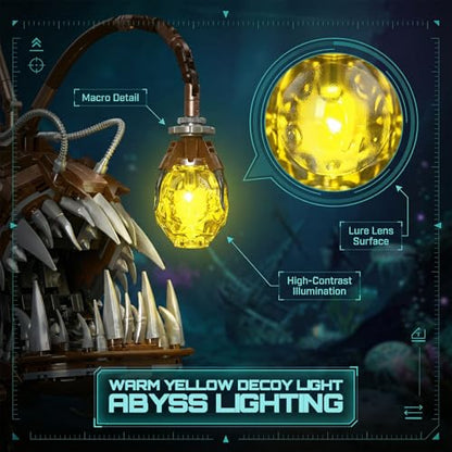 HJPLPXH Steampunk Mechanical Anglerfish Building Kit 1236PCS Deep Sea Model - style: Lanternfish