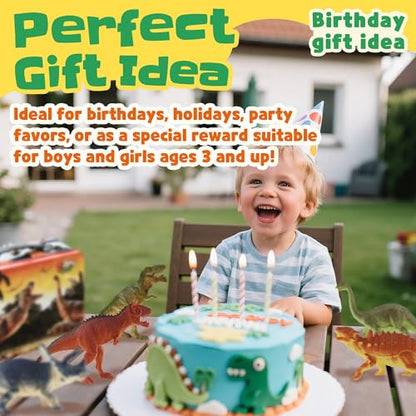 Zippytots Dinosaur Toys for Kids 3-5-7-14 Realistic Plastic Dinosaur Figures with Metal Storage Box & Learning Booklet - Educational Dino Figure Toys for Boys Girls Toddlers - style: 14pc-Medium-MetalBox