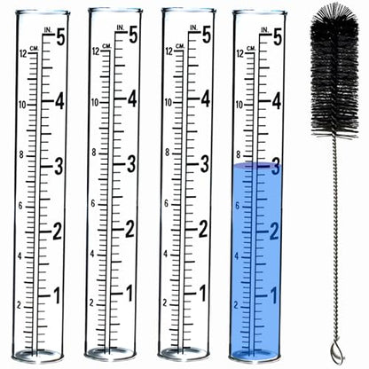 YZDTECH Plastic rain Gauge Replacement Tube, 5'' Capacity rain gauges Replacement Tubes Plastic for Yard Garden Outdoor Home, with Tube Brush, Best Rated - color: plastic rain gauge tube
