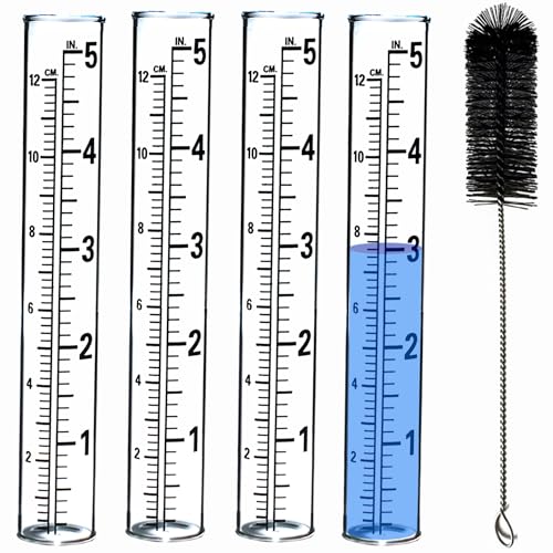 YZDTECH Plastic rain Gauge Replacement Tube, 5'' Capacity rain gauges Replacement Tubes Plastic for Yard Garden Outdoor Home, with Tube Brush, Best Rated - color: plastic rain gauge tube