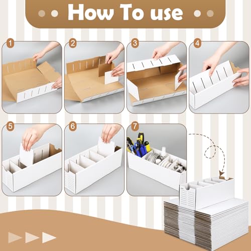 Teenyyou 30 Set Cardboard Parts Bin with Dividers, White, 12 x 4 x 4 Inches - color: White, size: 12 x 4 x 4 Inches