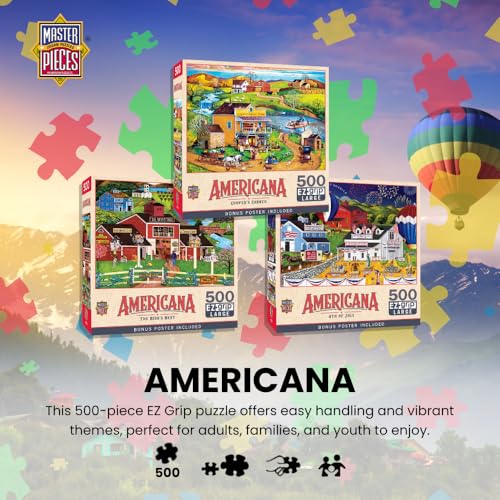 MasterPieces - 500 Piece Jigsaw Puzzle, Large EZ Grip Shapes, Free Wheeling, Fun for Adults, Seniors, Family, Kids, 19.25" x 26.75" - style: Free Wheeling
