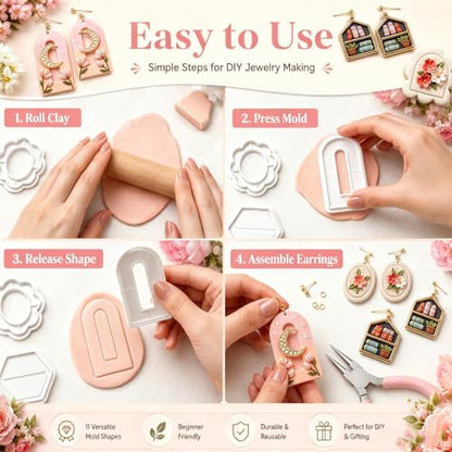 11Pcs Floral Moon Bookshelf Clay Mold Set for Earring Making - color: Bookshelf