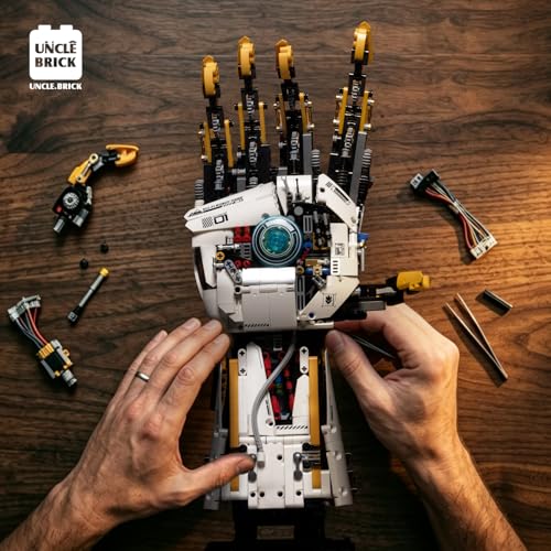 UNCLE BRICK Technical Robotic Hand Building Blocks Kit,Equipped with 4 Motors and Can Be Remotely Controlled,Set for Aged 8-14 and Aldult,Suitable As A Holiday Or Birthday Gift for Children(1622 PCS)