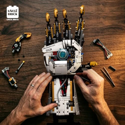 UNCLE BRICK Technical Robotic Hand Building Blocks Kit,Equipped with 4 Motors and Can Be Remotely Controlled,Set for Aged 8-14 and Aldult,Suitable As A Holiday Or Birthday Gift for Children(1622 PCS)