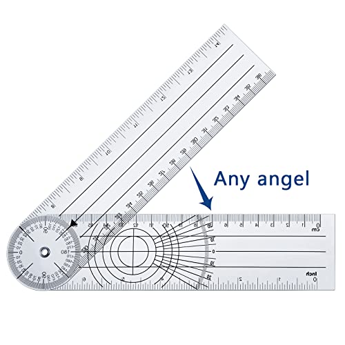 8 Pcs Clear Plastic Goniometer Protractor Angle Finder with 7 Inch Arm