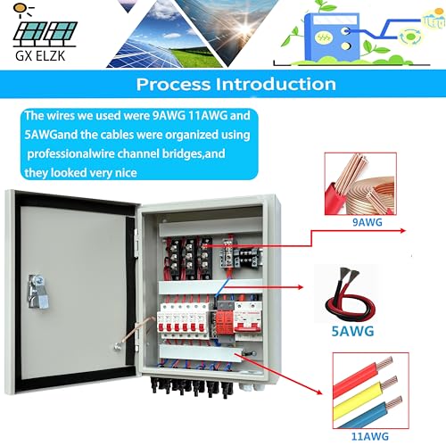 Solar Combiner Box 6 Strings 100A DC Main Circuit Breaker with Power Surge and 16A Circuit Breaker This PV Combiner Box is Suitable for On/Off-Grid Solar Power - size: 6 string 100A
