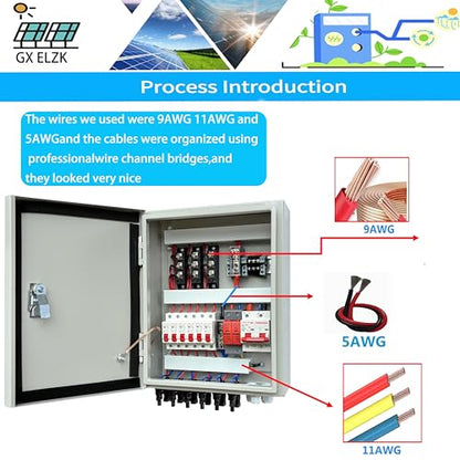 Solar Combiner Box 6 Strings 100A DC Main Circuit Breaker with Power Surge and 16A Circuit Breaker This PV Combiner Box is Suitable for On/Off-Grid Solar Power - size: 6 string 100A